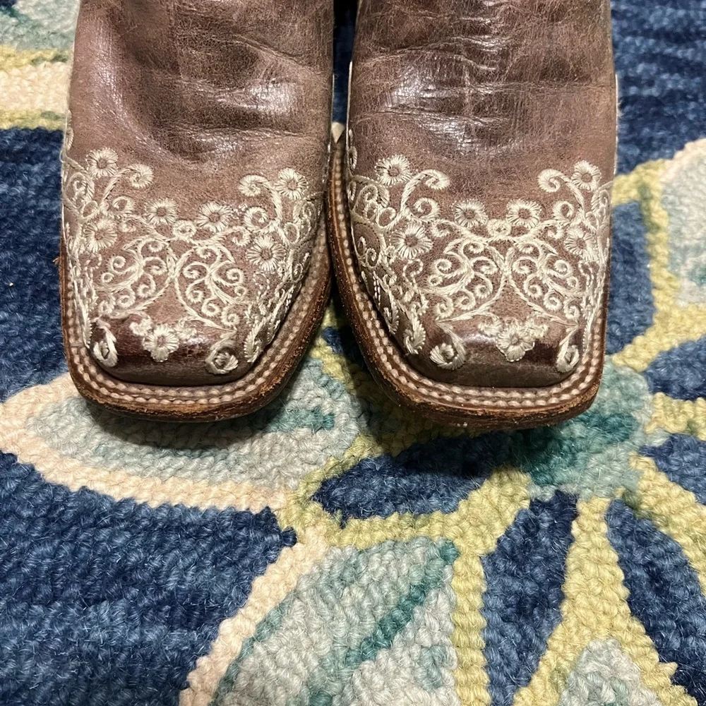 Corral Square Toe Western Boots 9.5W Wide Bone Embroidery - Picture 2 of 13